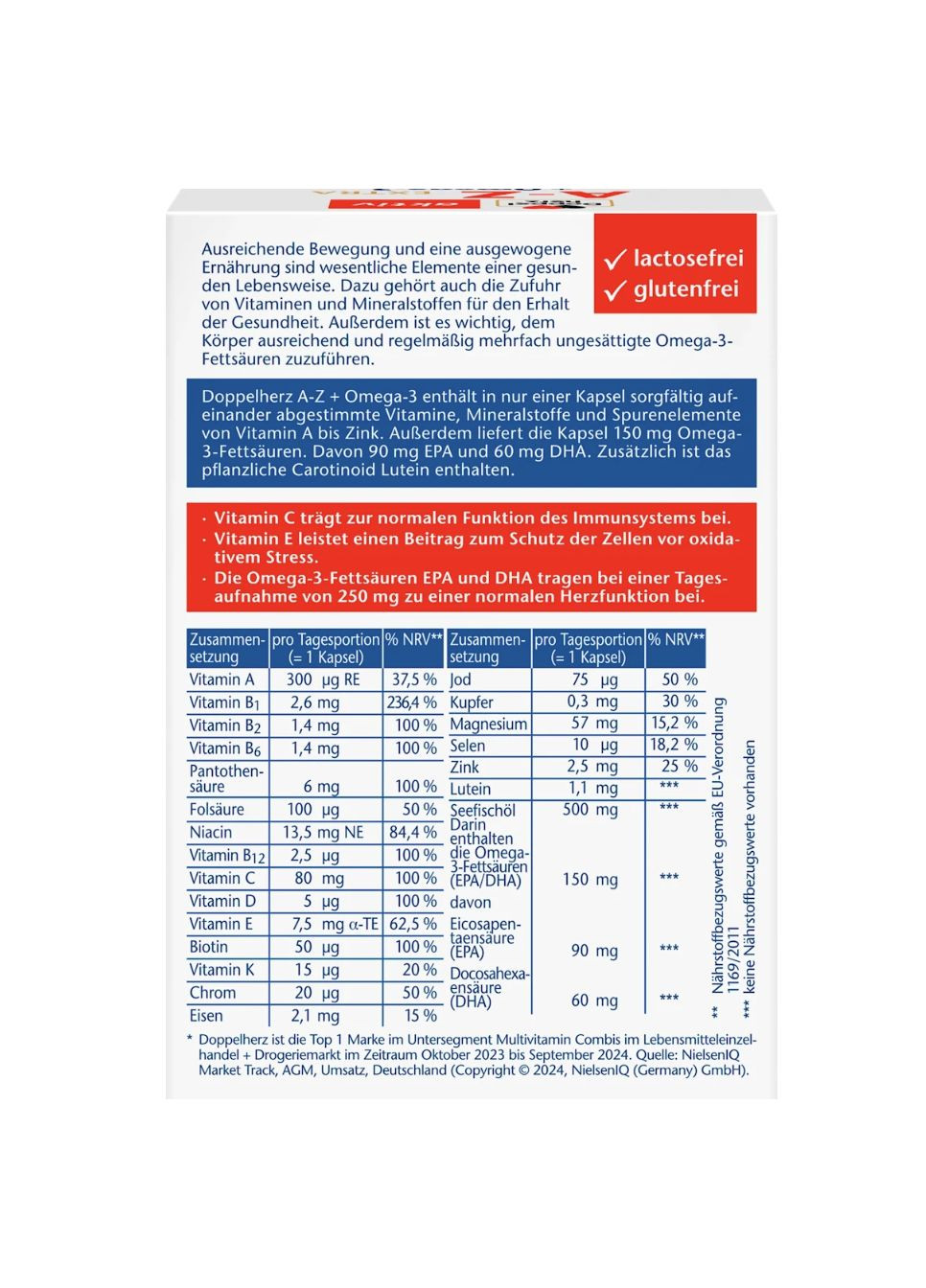 Мультивітамінний комплекс з 20 вітамінами Doppelherz A-Z + Omega-3 Extra Kapseln 30 шт, 45 г No Brand (367610616)