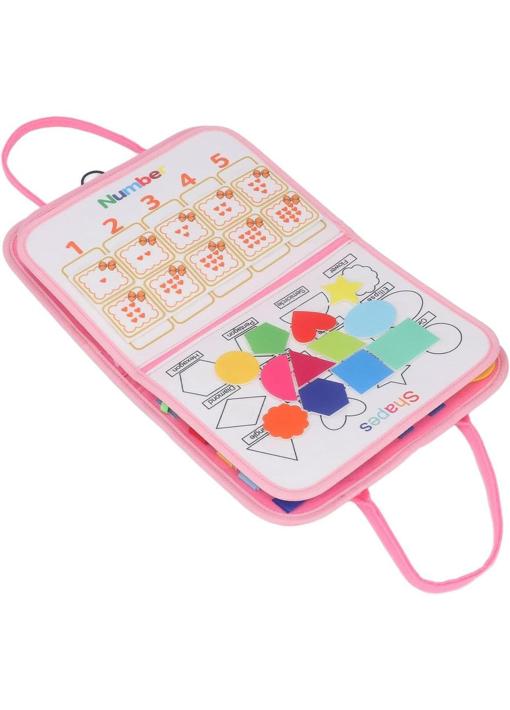 Бізіборд Монтессорі розвивальна дошка для дітей 3 Pages-Pink No Brand (366303601)
