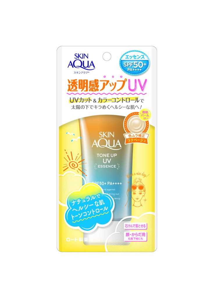 Skin Aqua Latte Beige SPF 50+ сонцезахисний крем 80 мл Rohto Pharmaceutical (307090898)