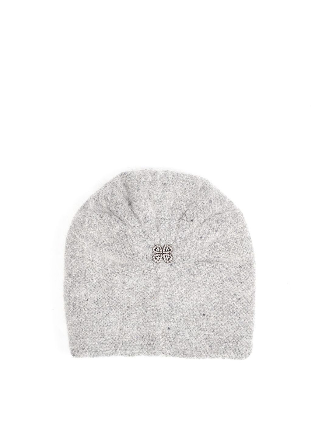 Шапка кулір з паєтками жіноча вовна з люрексом сіра АПОЛОНІЯ LuckyLOOK 593-480 (322790969)