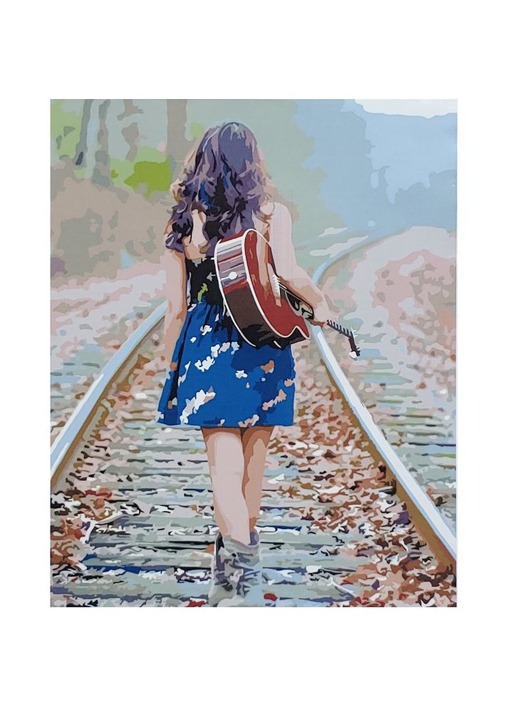 Картина за номерами ПРЕМІУМ Дівчина з гітарою з лаком розміром 40х50 см (SY6765) Strateg (362500464)