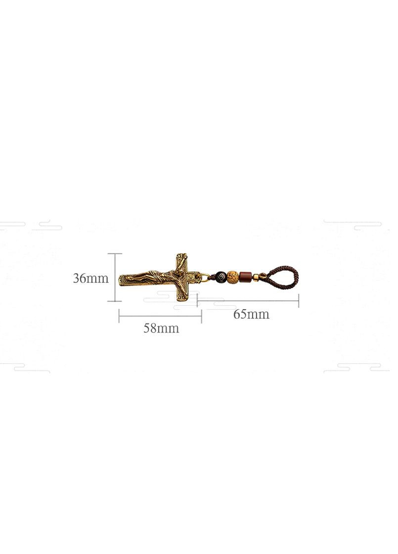 Винтажный ретро медный латунный металлический автомобильный брелок статуэтка подвеска с крестом Иисуса No Brand (292260538)