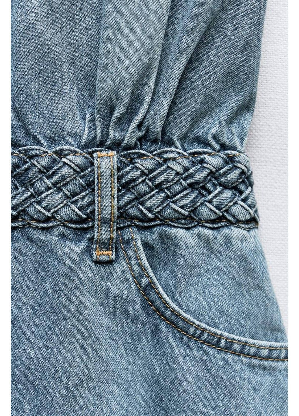 Голубое платье женское mini shirtdress blue Zara