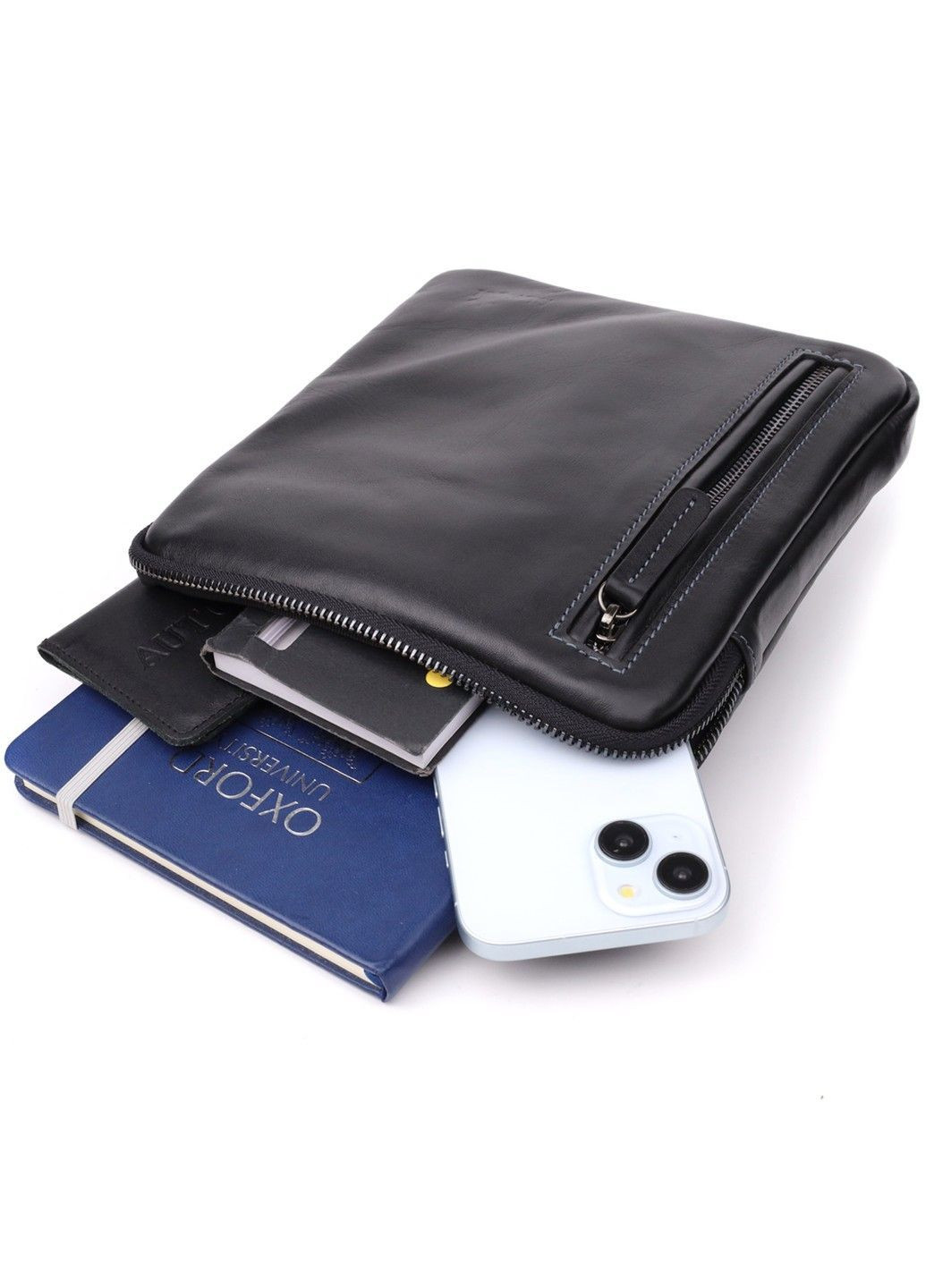 Стильная и практичная мужская сумка на плечо из натуральной гладкой кожи 23153 Черный Shvigel (362971697)