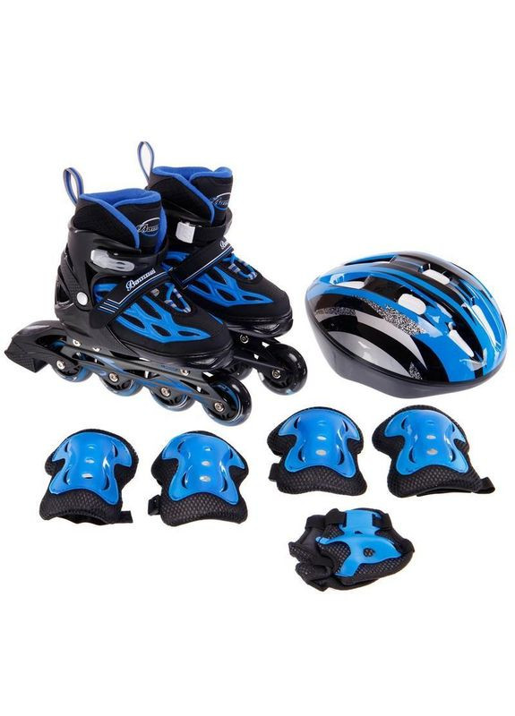 Роликовые коньки раздвижные детские с защитой и шлемом в комплекте BW-188 M черный Banwei (342108877)