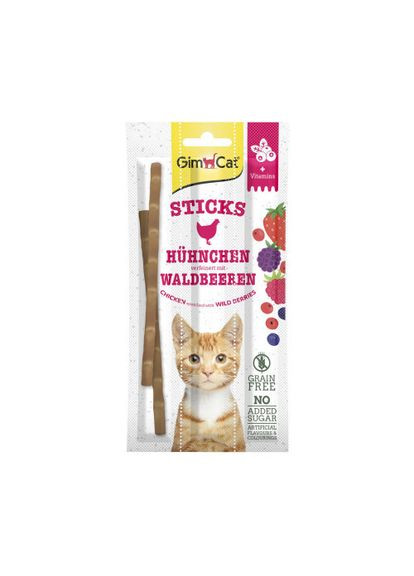 Ласощі М’ясні палички для котів, курка та лісові ягоди, 3 шт по 5 г GimCat (331651916)