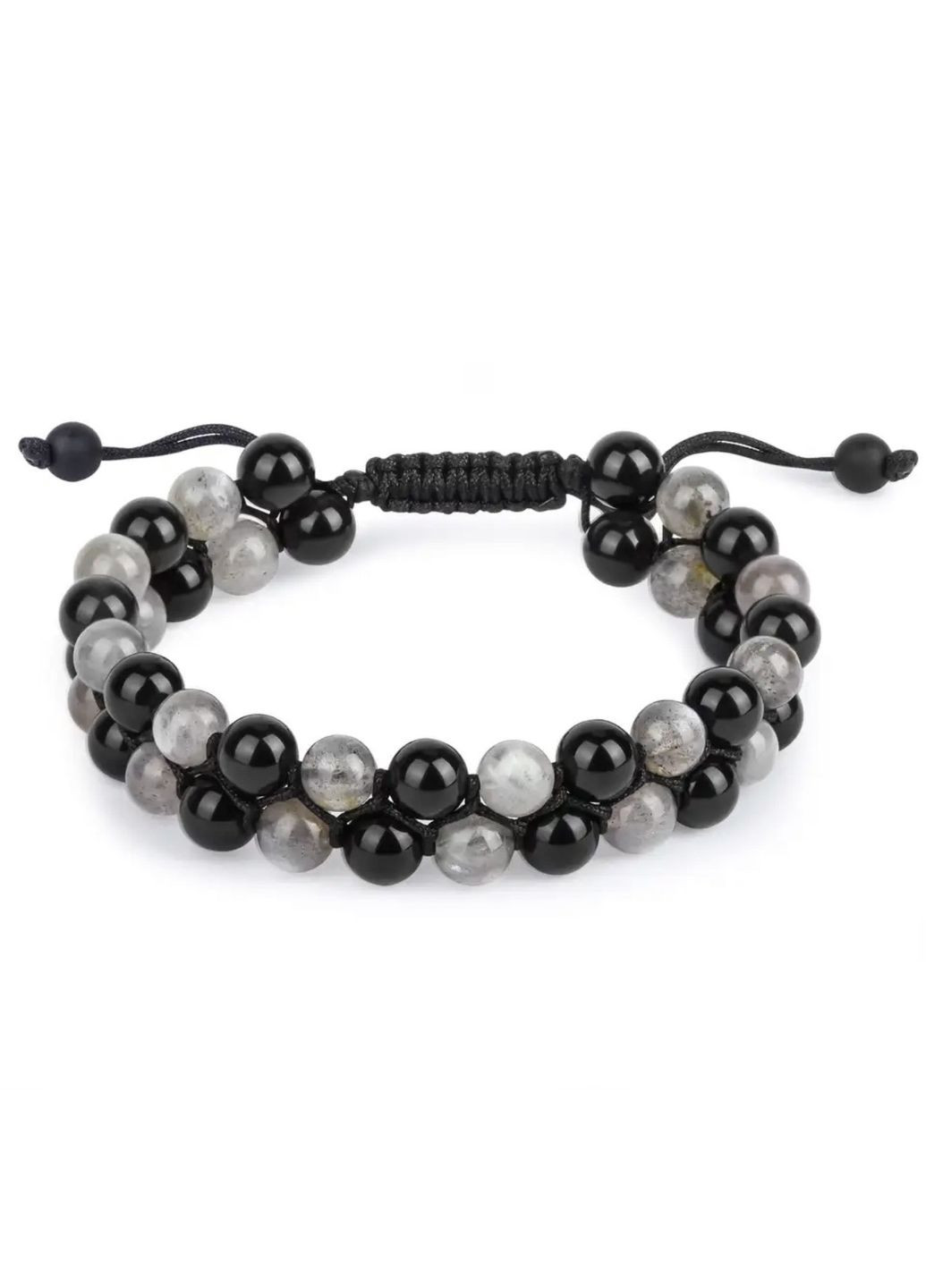 Подвійний плетений браслет з агату та лабрадору (80187) Hemst (334305629)