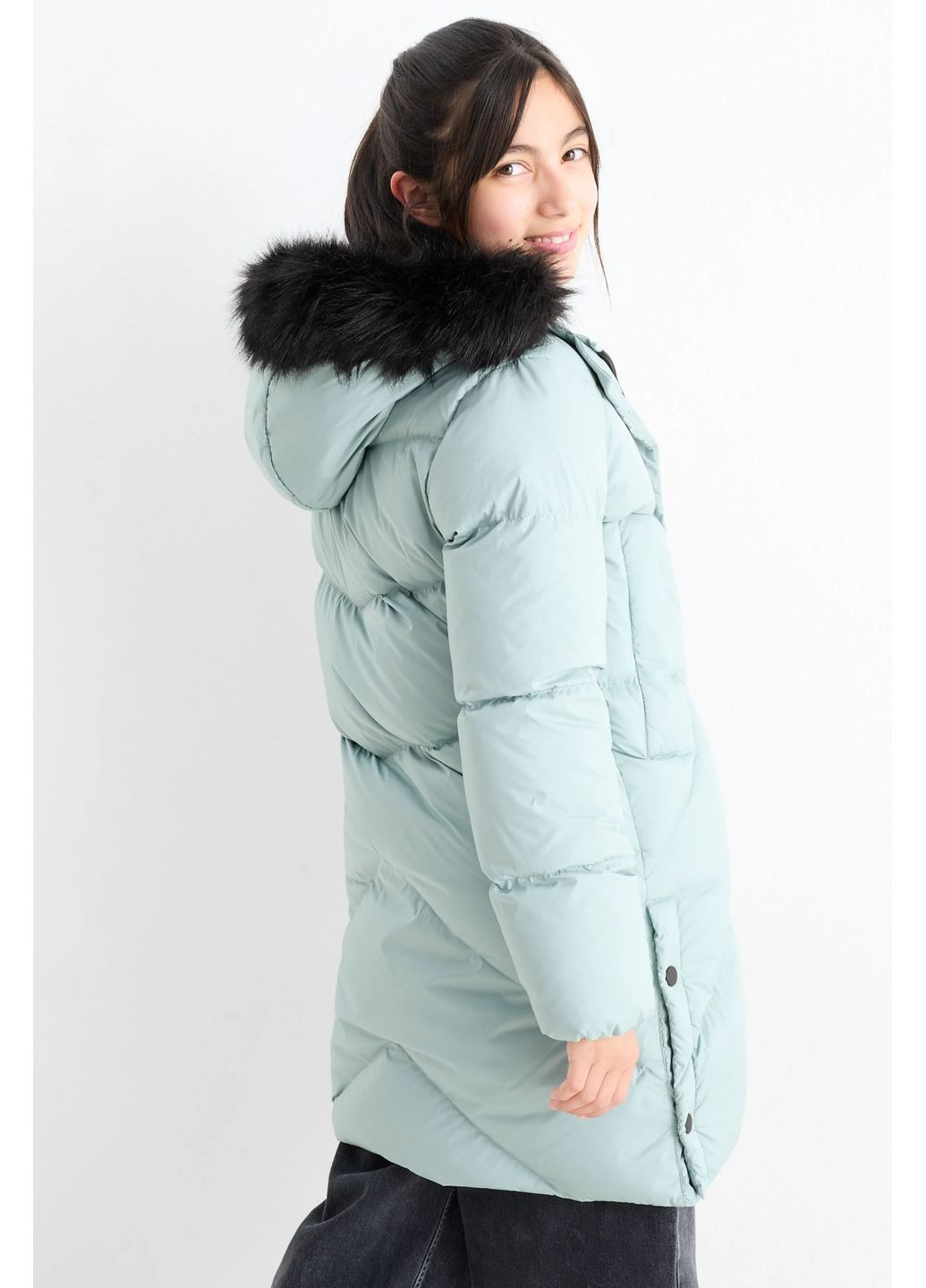 Голубая демисезонная стеганная куртка C&A