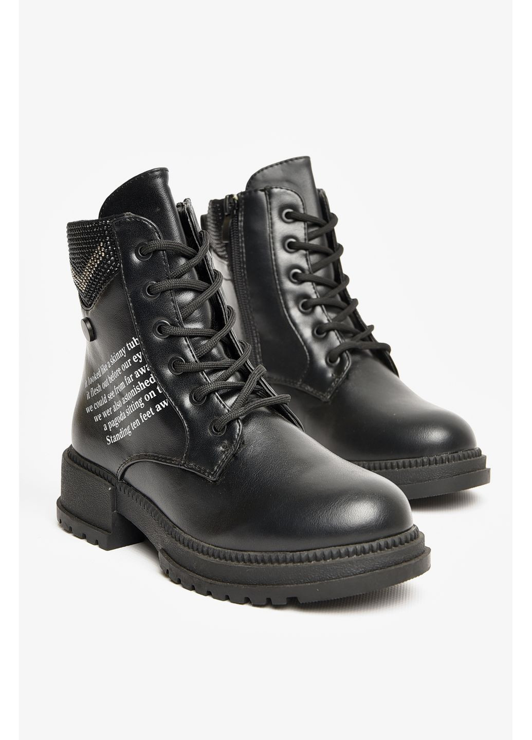 Черные кэжуал осенние ботинки детские демисезонные черного цвета Let's Shop