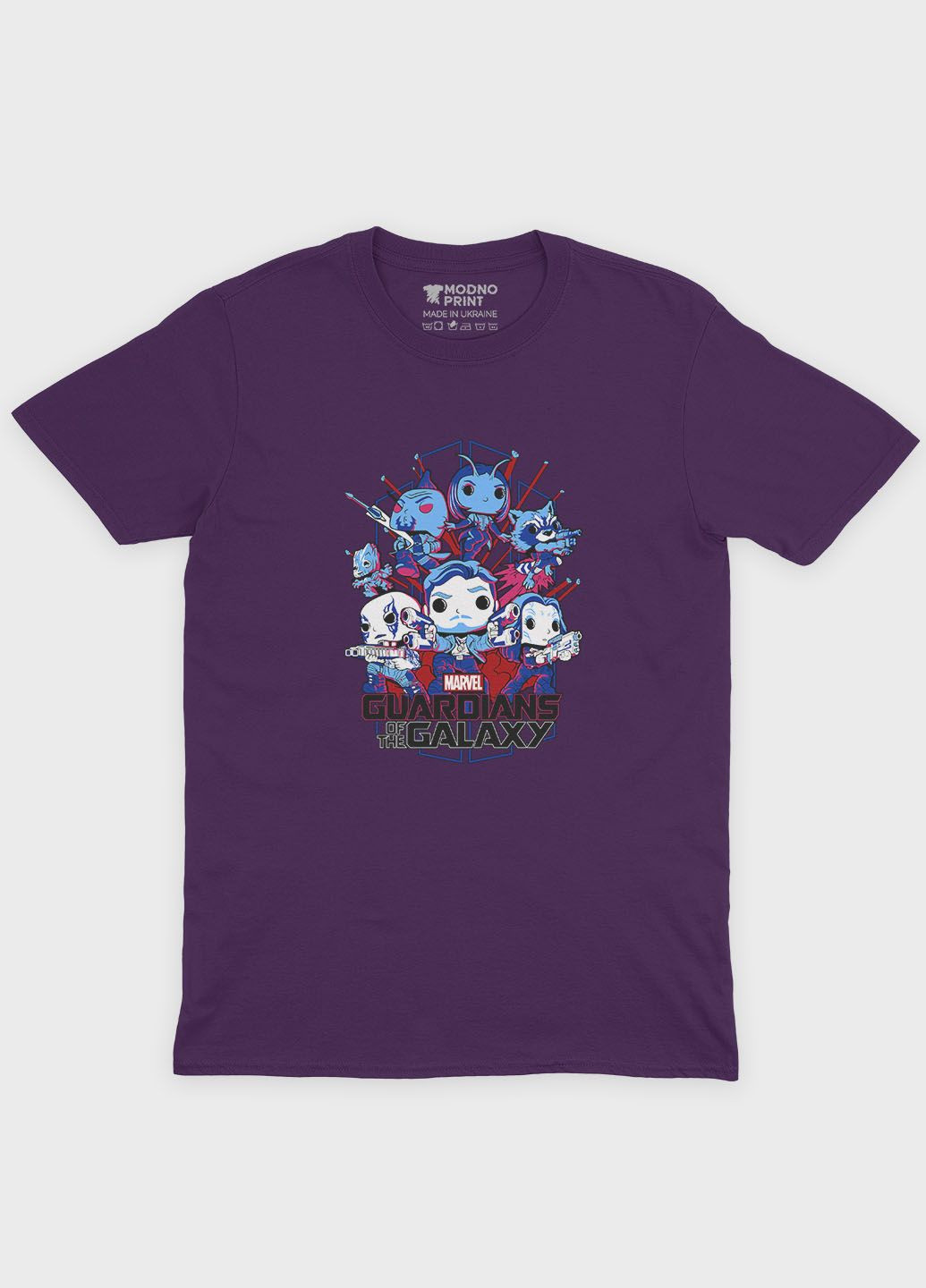 Фіолетова демісезонна футболка для дівчинки з принтом супергероїв - вартові галактики (ts001-1-dby-006-017-002-g) Modno