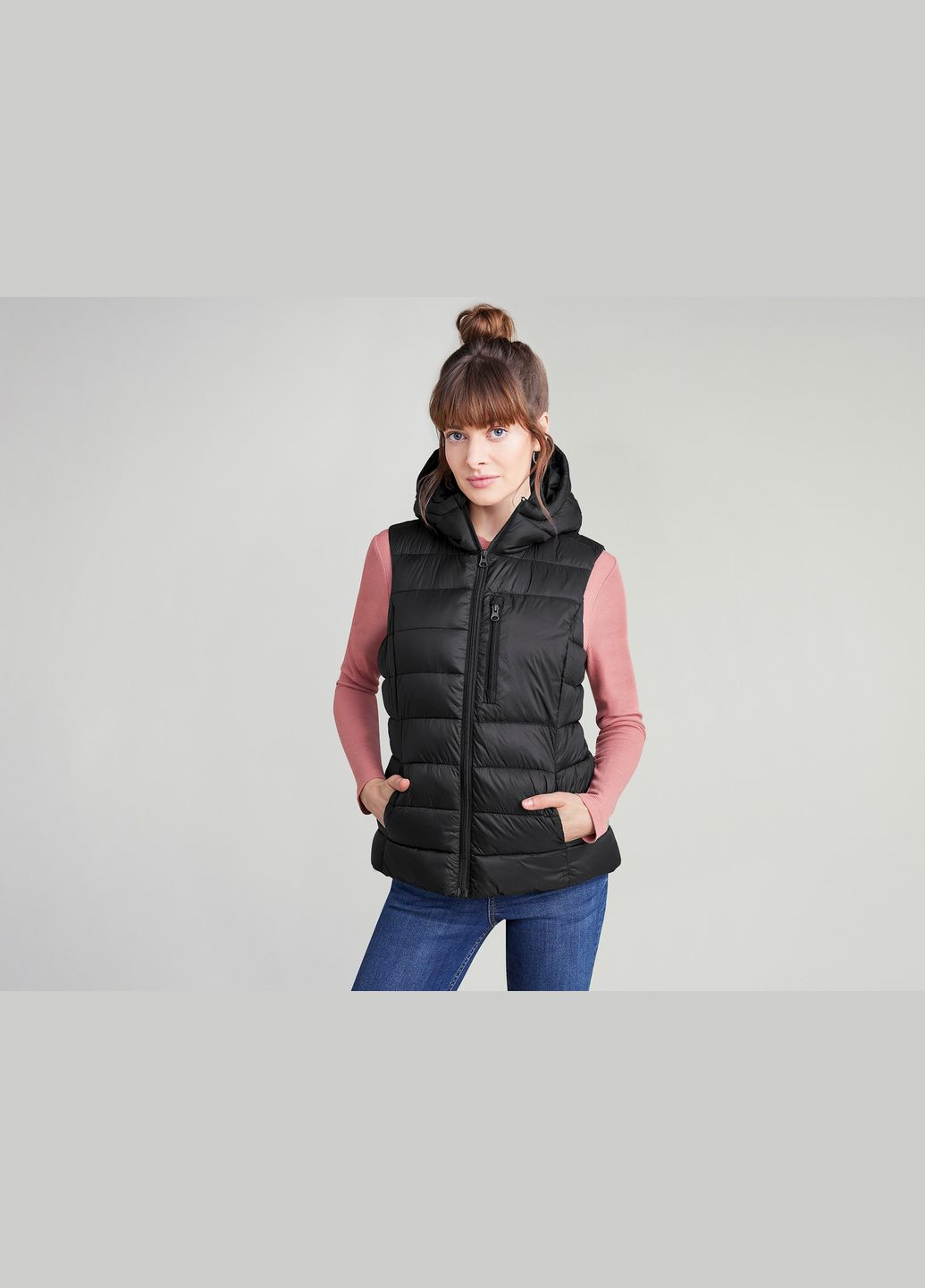 Теплий жилет з капюшоном для жінки Dope Dyed 418848 чорний Esmara (296287134)