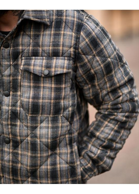 Сіра демісезонна чоловіча демісезонна куртка в клітинку сіра No Brand