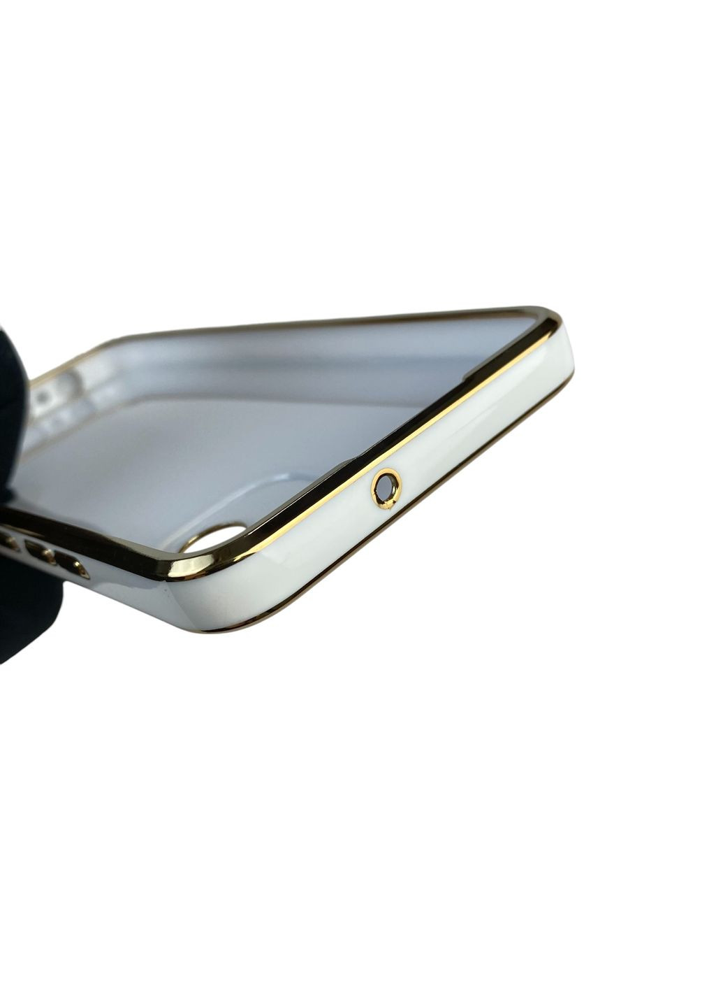 Чехол для Galaxy A03 SM-A035F с кольцом MagSafe с золотой окантовкой на самсунг а03 белый gs1 Samsung (366230869)