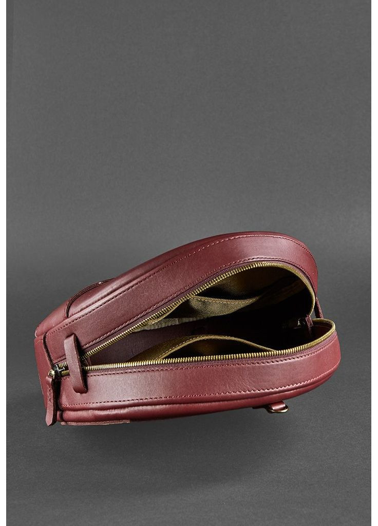 Кожаная женская круглая сумка-рюкзак Maxi бордовая BlankNote (348359264)