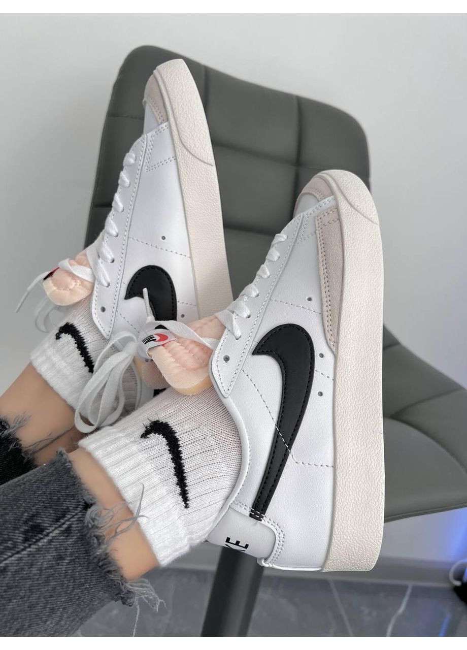 Чорні Осінні кросівки чоловічі nike blazer 77 low ‘77 vintage white black найк блейзер No Brand