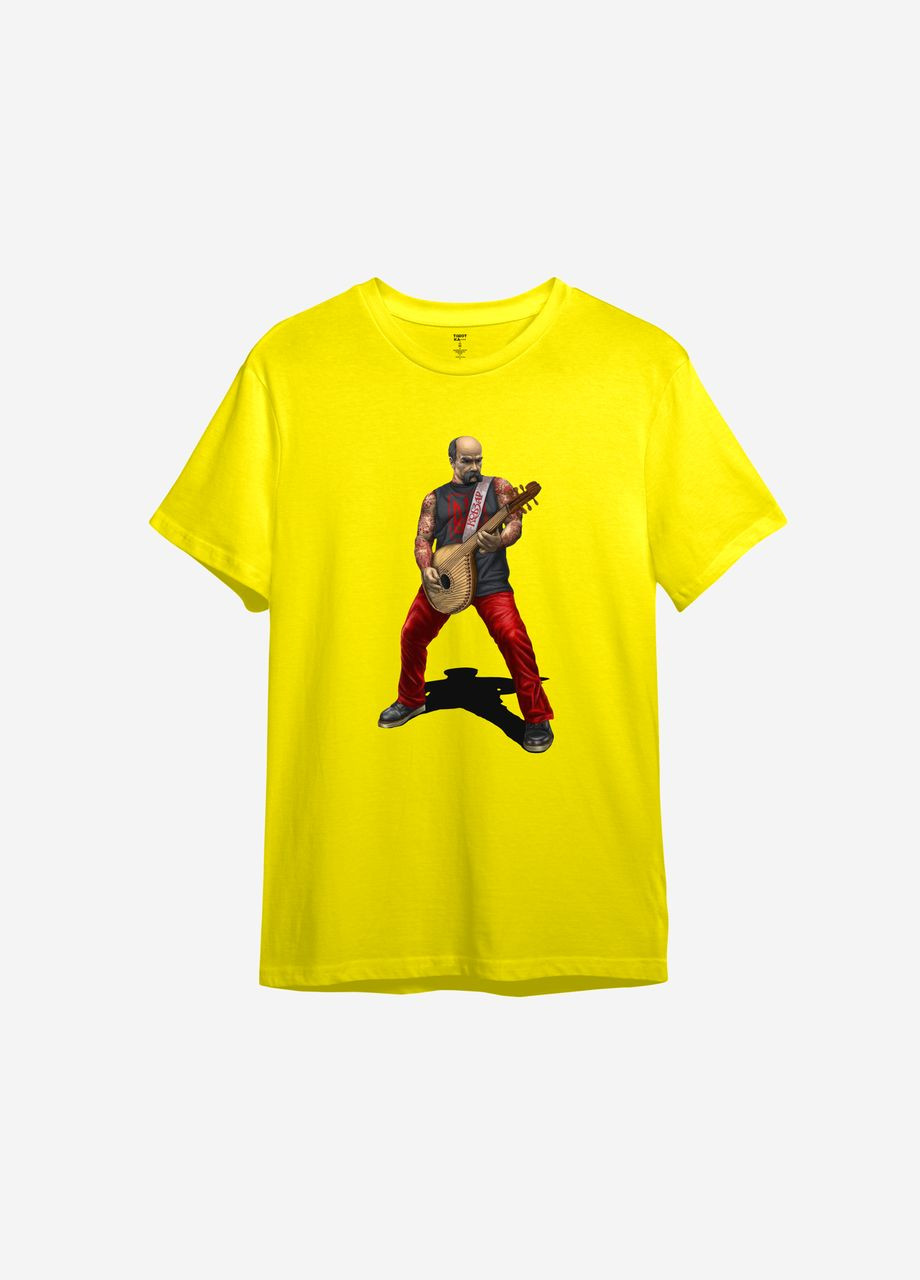 Желтая всесезон футболка с принтом "кобзаrr" ТiШОТКА