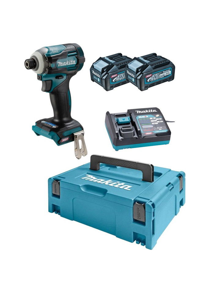 Аккумуляторный ударный гайковерт TD001GM201 XGT (40В, 220Нм, 1/4") + 2 АКБ BL4040, зарядное устройство DC40RA (4750) Makita (295040209)