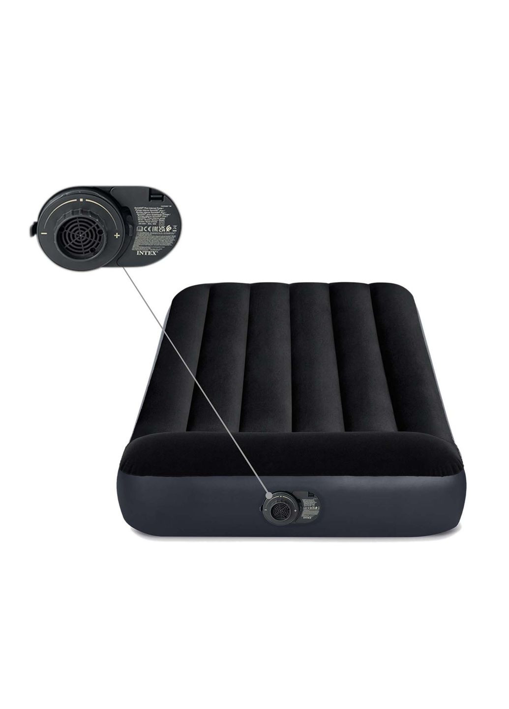 Матрас надувной 64146ND со встроенным электронасосом 191x99x25 см, черный Intex (351855143)