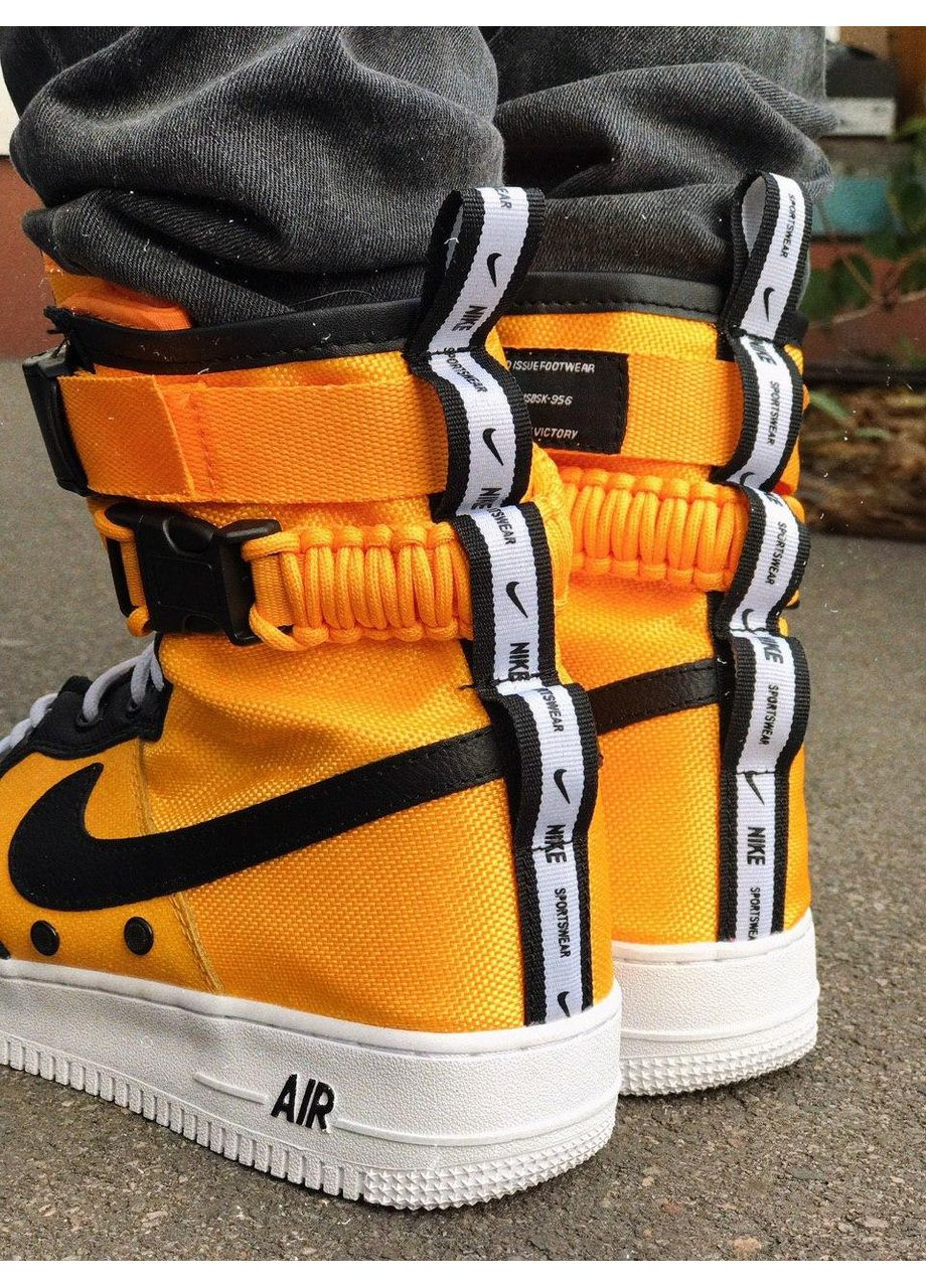 КРОССОВКИ ЖЕНСКИЕ NIKE SPECIAL FLED AIR FORCE 1 YELLOW WHITE BLACK НАЙК No Brand чёрные демисезоны (367174958)