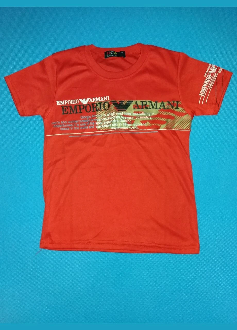 Красная летняя футболка armani для мальчика красная ростом 122-128 см. No Brand