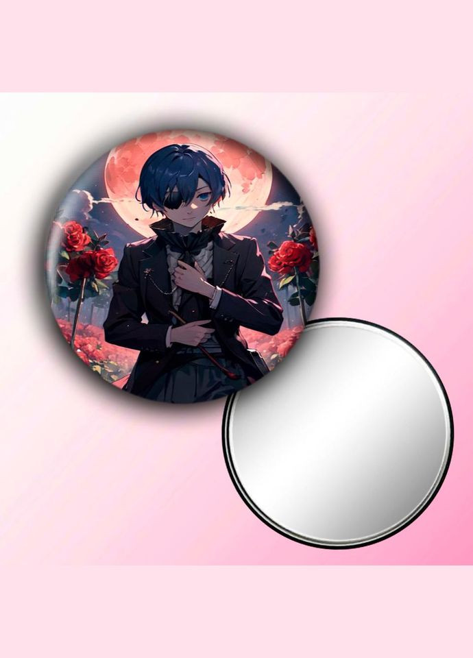 Зеркальце косметическое карманное Аниме Темный дворецкий #0014 с рисунком круглый 56 мм No Brand (309157716)