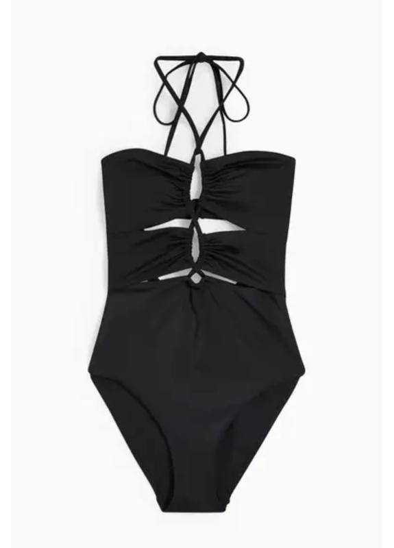 Черный красивый сплошной купальник слитный C&A суцільний купальник