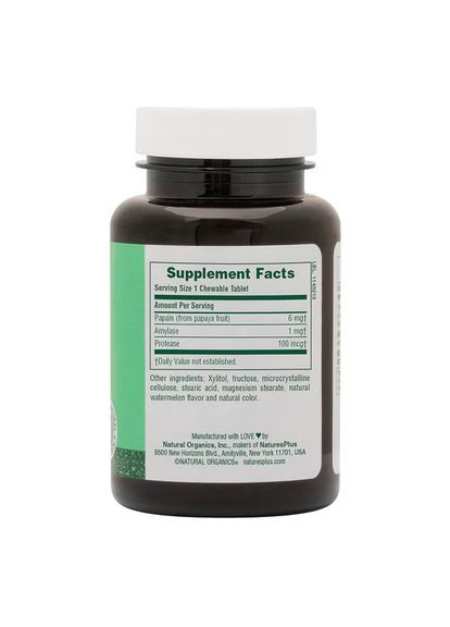 Натуральна добавка Papaya Enzyme, 180 жувальних таблеток Natures Plus (334703835)
