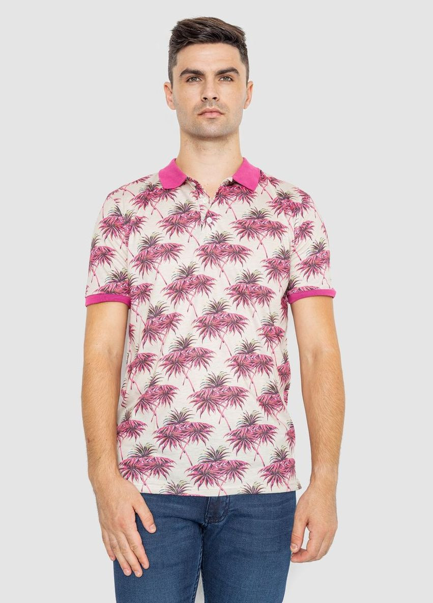 Розовая футболка-поло мужское с принтом для мужчин Ager