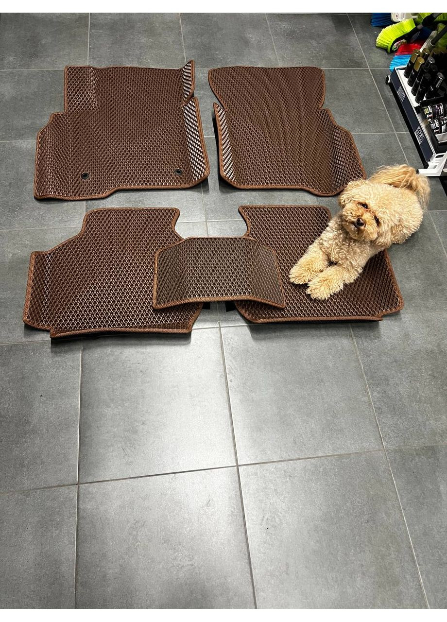 Коврики с бортиками з 3Д лапою в салон для Fiat 2011-2016/ Фиат Фримонт 2011+,Коричневый Eva Freemont (365875250)