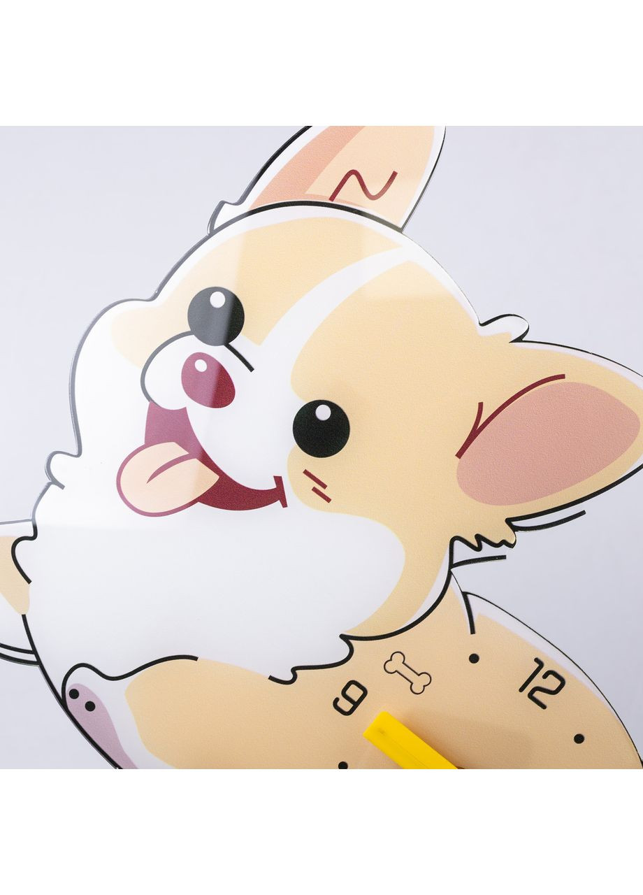 Годинники настінні фігурні з твариною декоративні корги для дому та офісу стильний елемент декору ProDobro (364192094)