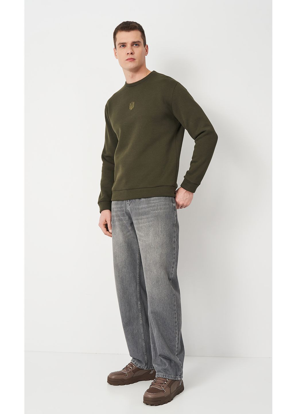 Хаки мужской свитшот с вышивкой vishivano4ka 0019 вышивка (370897297)