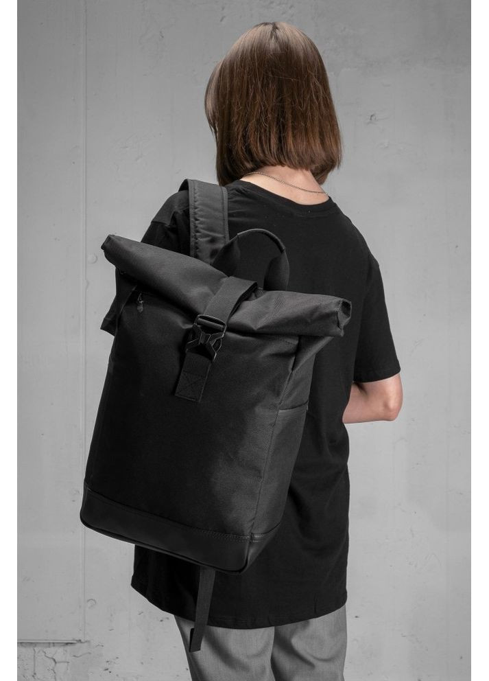 Повседневный рюкзак Роллтоп школьный Basic Black Without (349454477)