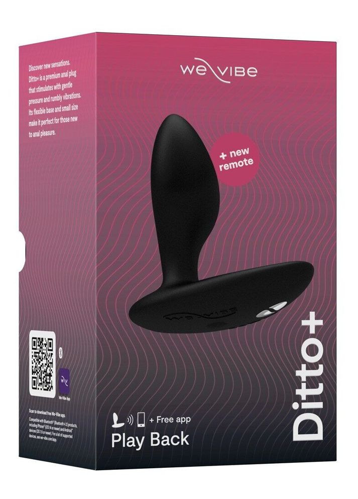 Анальная смарт-вибропробка Ditto+ Satin Black с пультом ДУ We-Vibe (335389800)