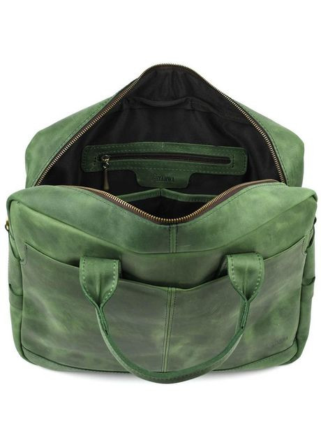 Сумка портфель через плечо для мужчин из натуральной кожи для документов А4 с отделением для ноутбука Зеленый 40591 TARWA (361400990)