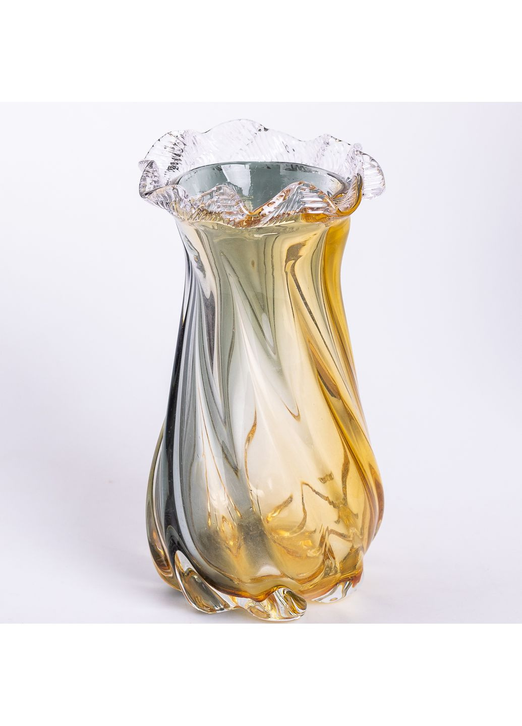 Ваза ручної роботи Yiwu Lilly скляна 21 см жовто-сіра HP-9-12 No Brand (358885676)