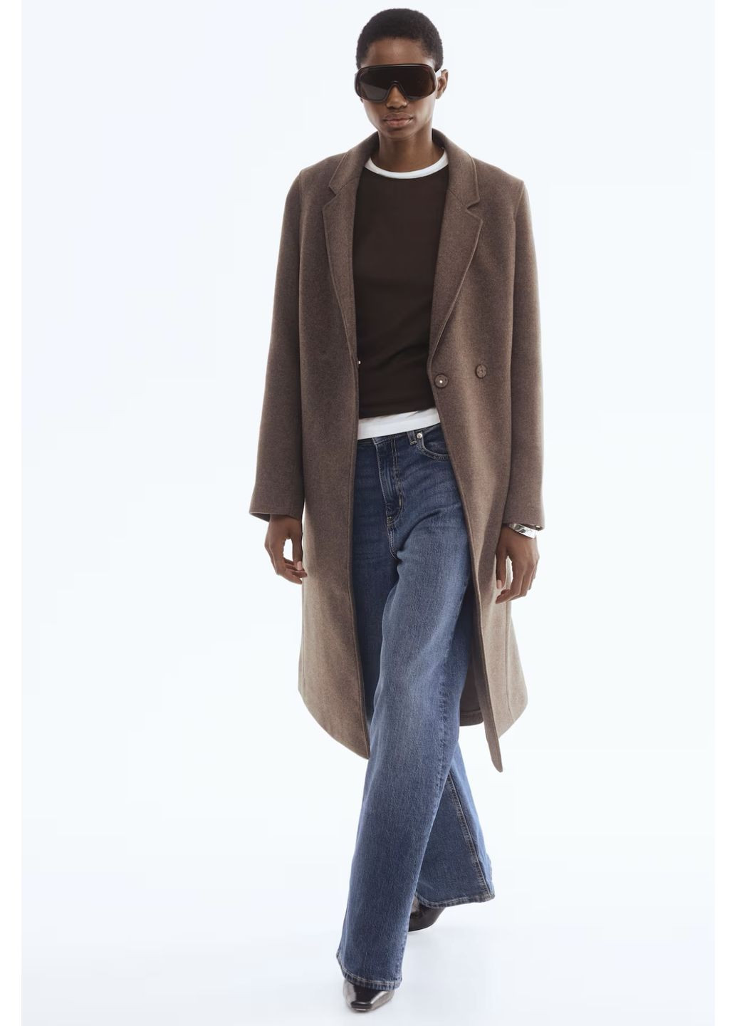 Коричневе демісезонне Пальто з додатком вовни H&M