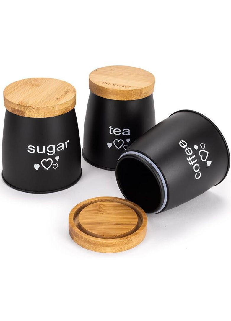 Набор кухонных банок "Bamboo Fiber" 3 контейнера Ø11х13см (чай/кофе/сахар) Kamille (339776040)