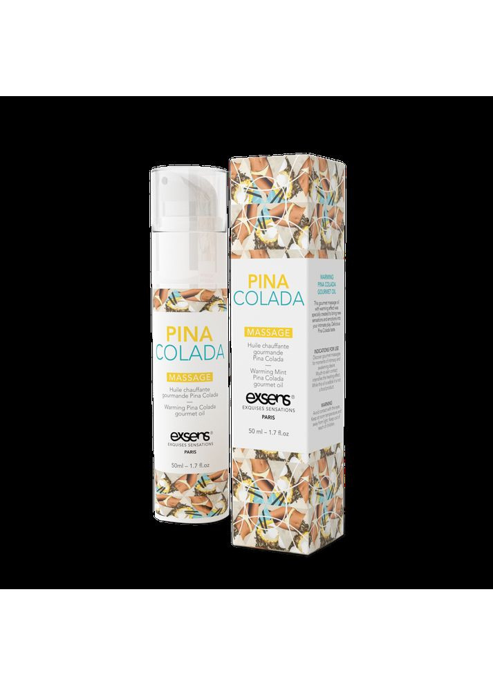 Массажное масло Pina Colada 50мл разогревающее, без сахара, без парабенов, съедобное Exsens (303885640)