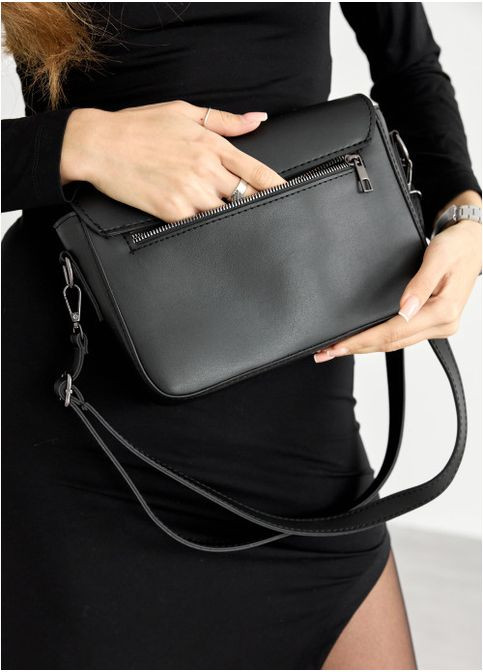 Женская сумка кроссбоди с замком из экокожи Черная (1032025717) Sambag (360752358)