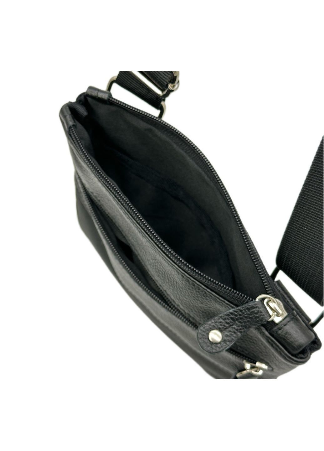 Чоловіча текстильна сумка зі шкіряними вставками через плече, матеріал Оксфорд, чорного кольору LQ 8010710 (278649360)