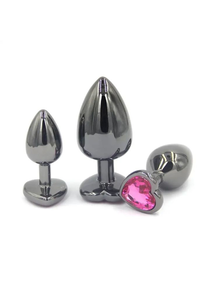 Анальна пробка металева Black Heart-Plug S 2,7 см з каменем медична сталь No Brand (303895291)