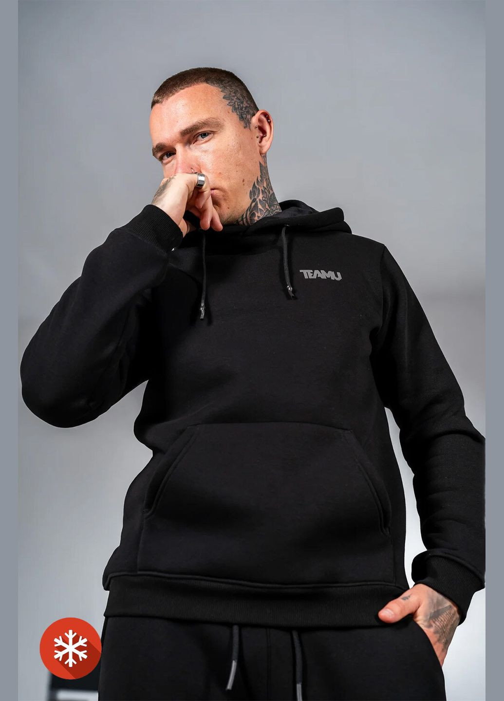 Чоловічий теплий худі на флісі Basic 3 Чорний Teamv (316354863)