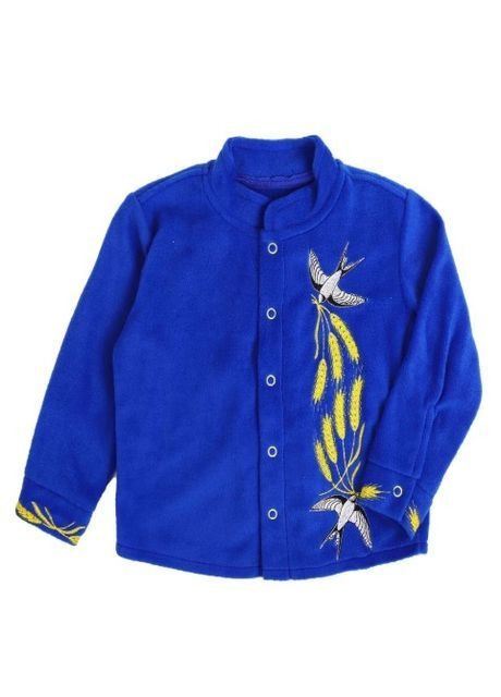 Синяя флисовая рубашка для мальчика электрик с вышивкой лилия флис (365776786)