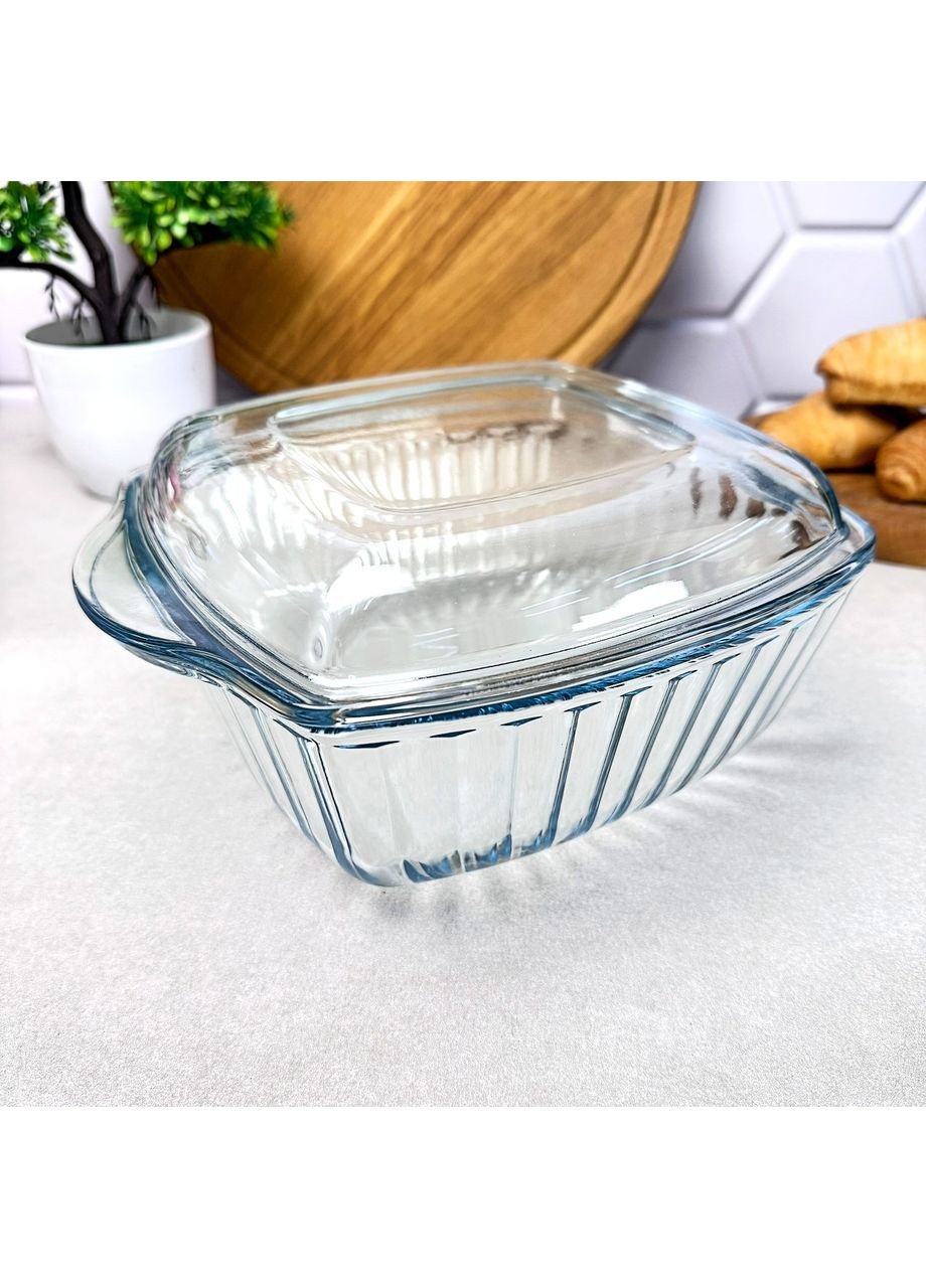Стеклянная квадратная форма с крышкой 1.87 л Borcam Pasabahce (304289261)