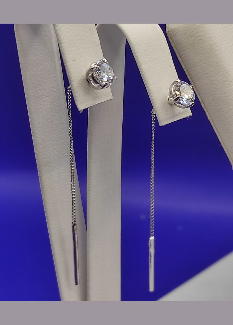 Серебряные серьги-протяжки 925 пробы,покрытие родий Shiny 5353/1 No Brand (333828351)