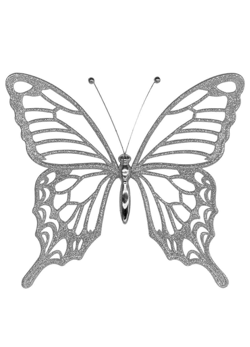 Елочная игрушка Бабочка средняя 16х15х2 см белый MIS LT (365628135)