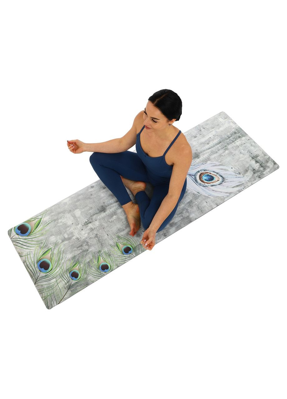 Коврик для йоги Замшевый двухслойный каучуковый 3мм Pro (размер 183x61x0,3см, салатовый) Record (361433538)