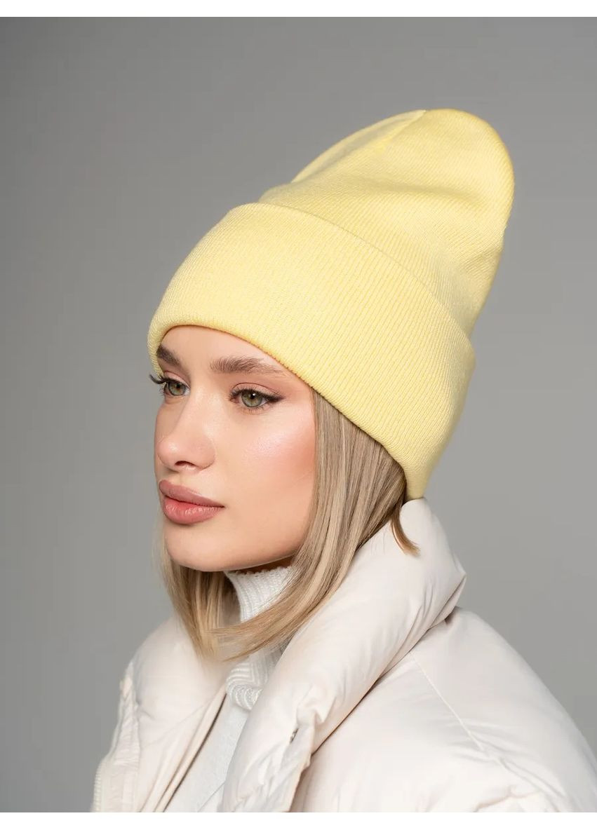 Молодежная двухслойная шапка бини лонг No Brand Шапка біні лонг лопата (362411557)