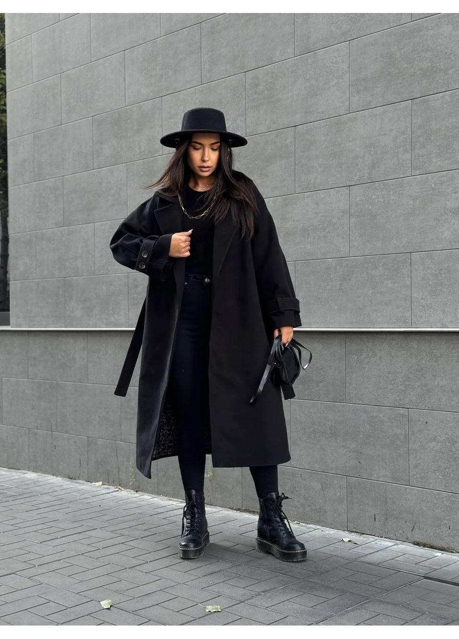 Черное демисезонное Пальто женское кашемировое Style Point
