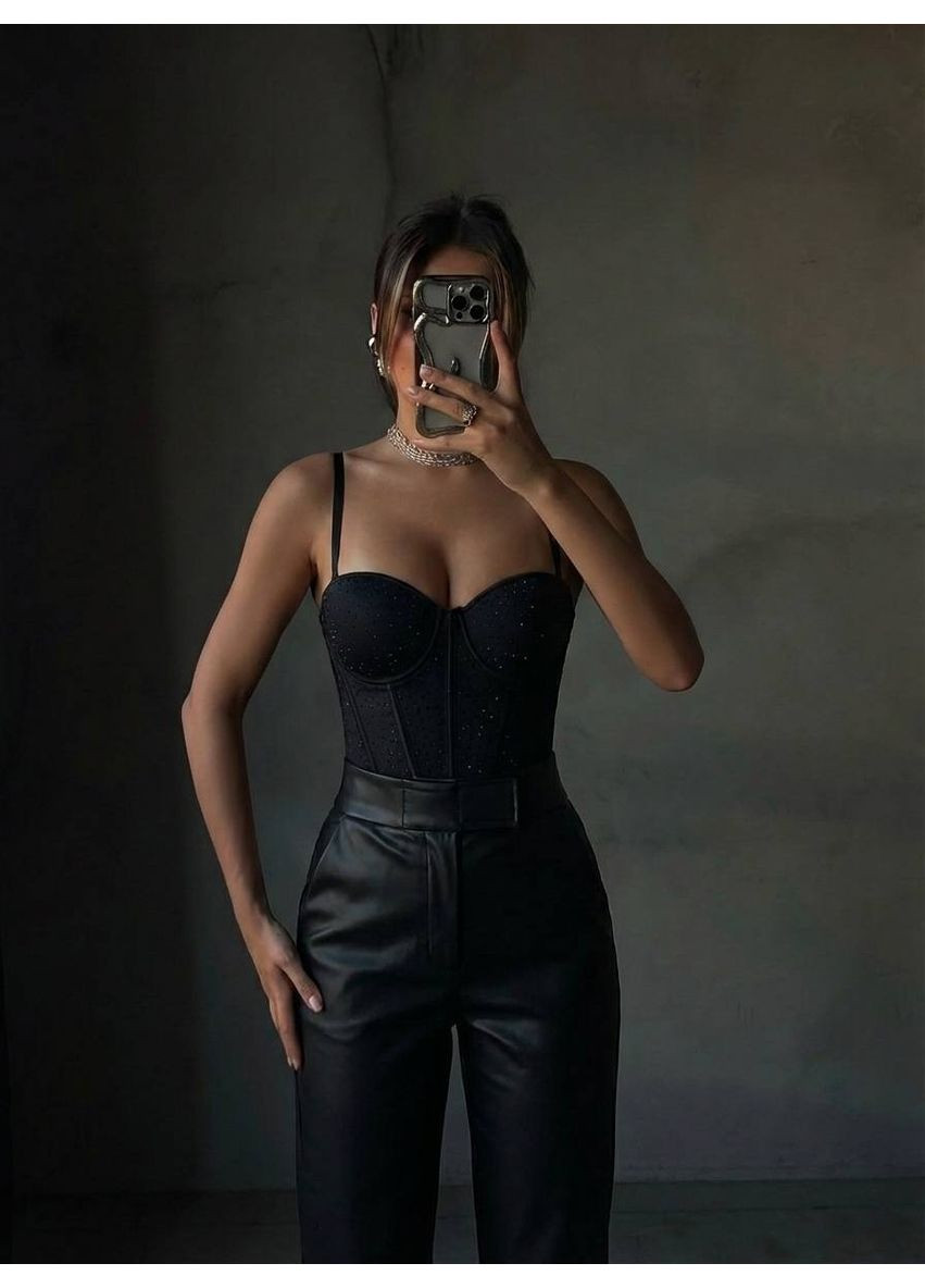 Брюки-палаццо з еко-шкіри на флісі з коригуючим поясом — ЗАМІРИ В ОПИСІ DK/DL Мода без кордонів (372898283)